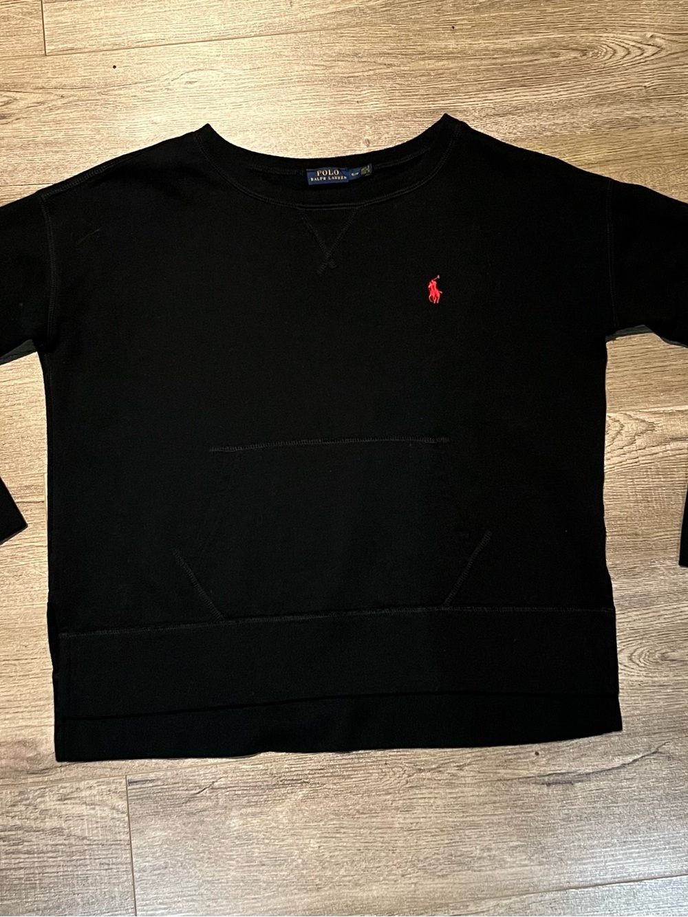Ralph Lauren Black Crewneck Sweater with Red Pony Emblem